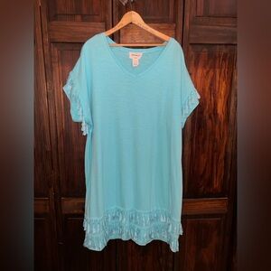 For The Republic V-Neck Tassel Trim dress- Light‎ Blue
